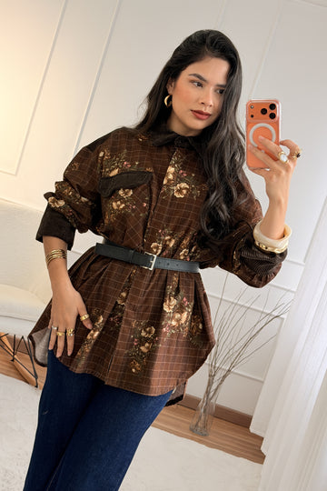 Camisa túnica oversize floral