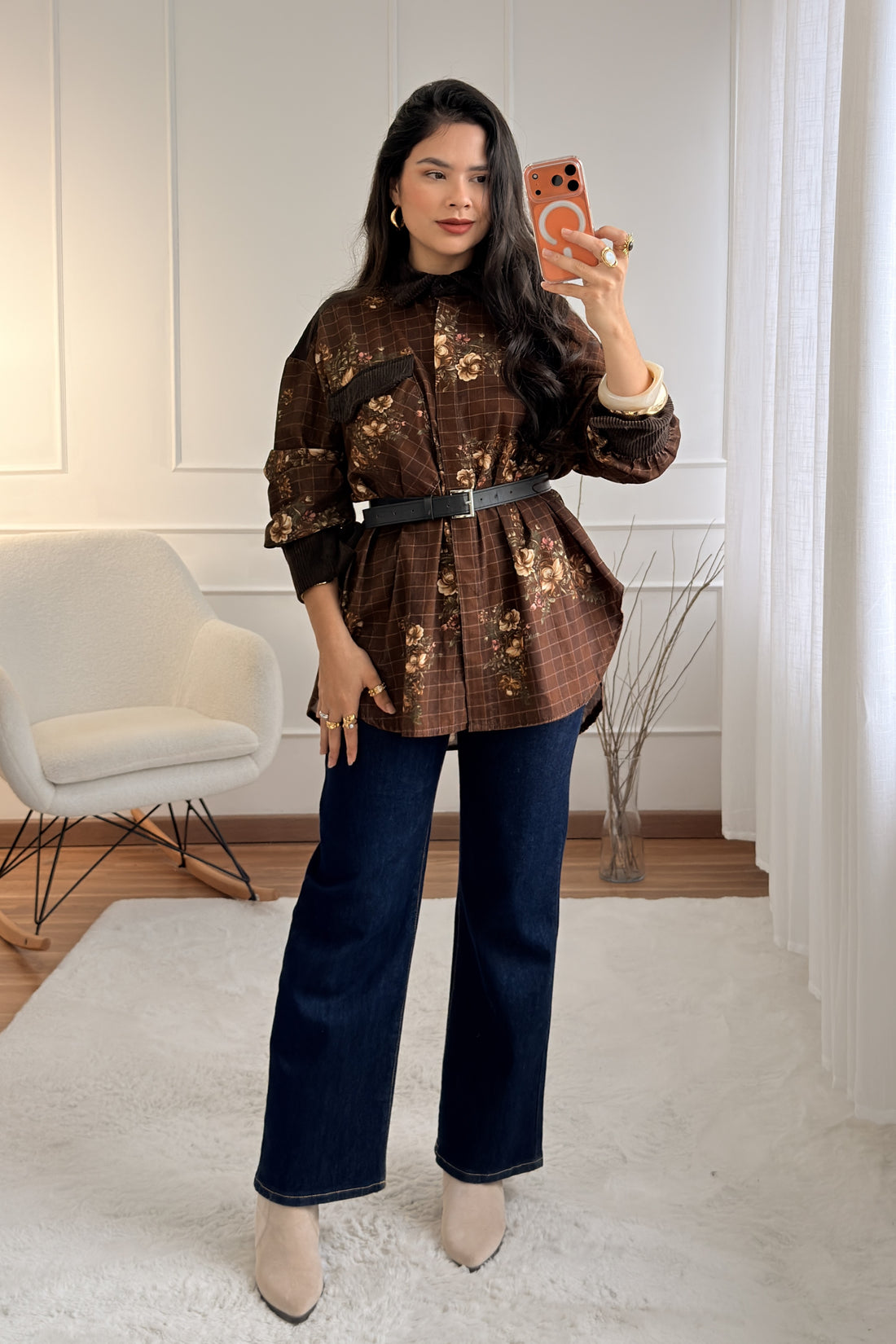 Camisa túnica oversize floral