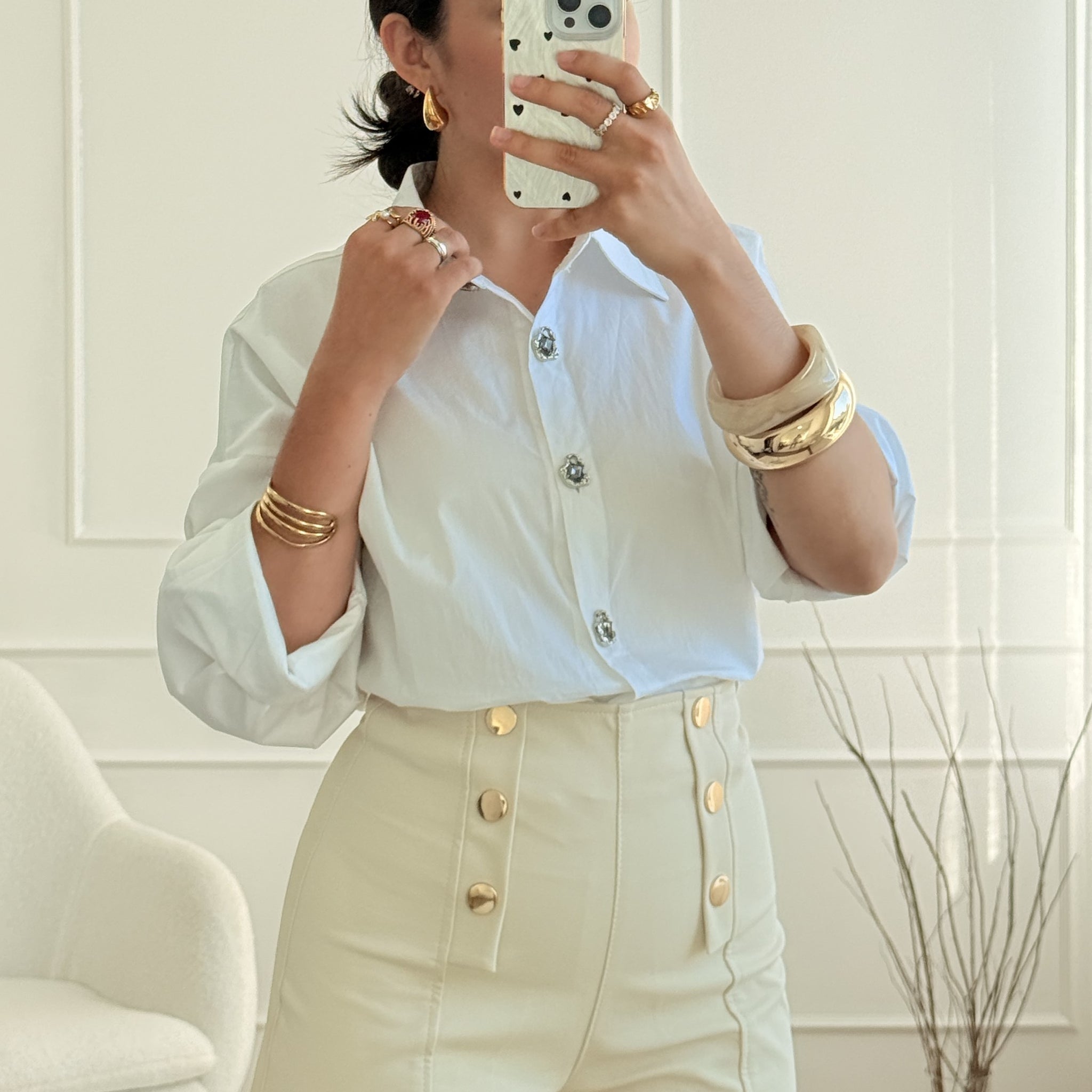 Camisa com botões prateados MOCHY