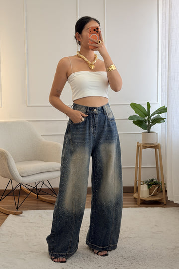 Calça de ganga com brilho