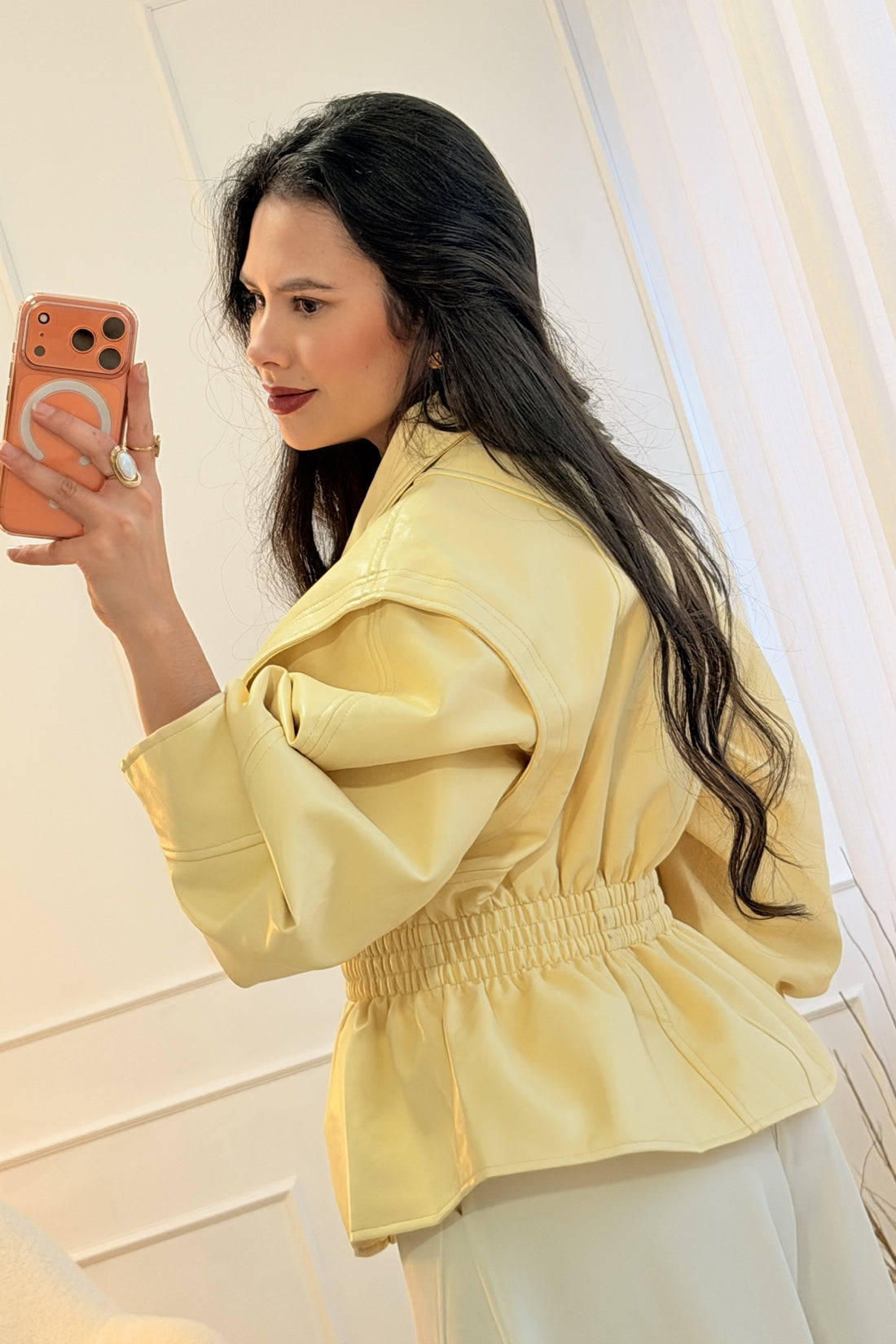 Casaco cintura elástica franzida MOCHY