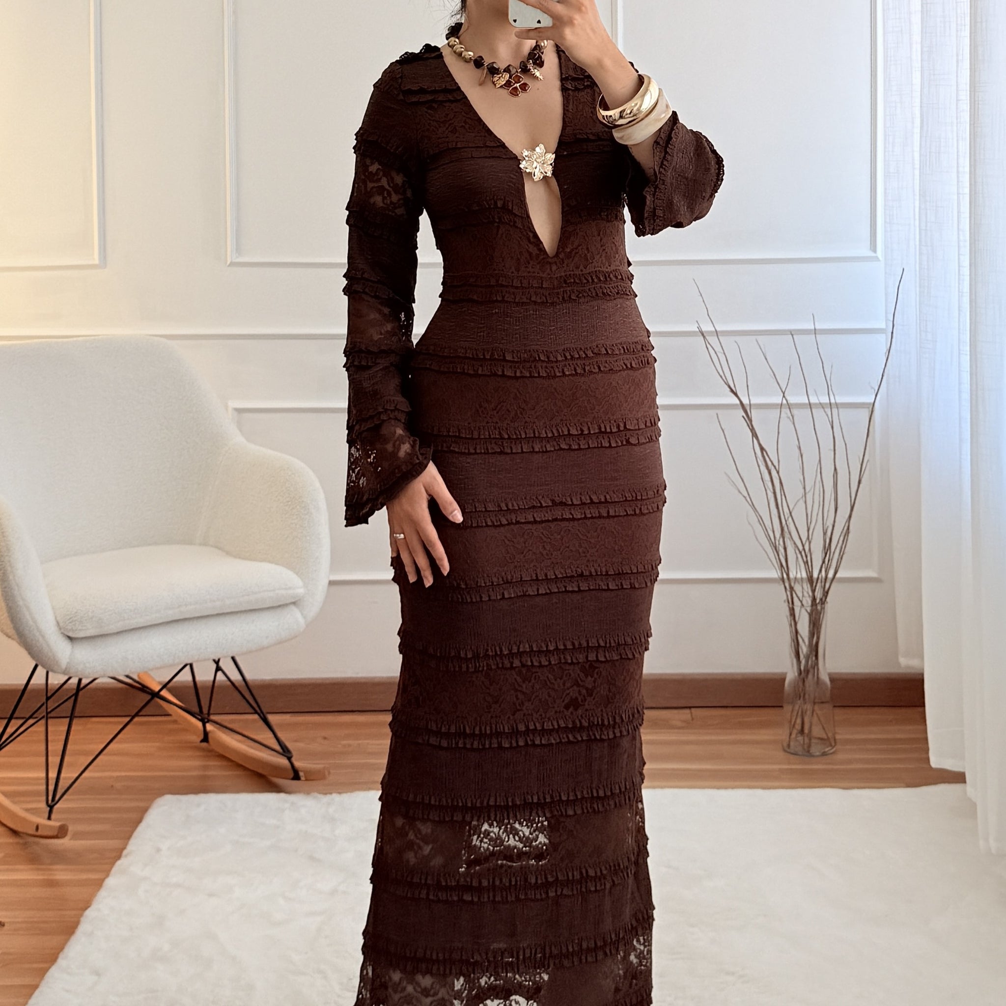 Vestido Longo de renda AZAKA