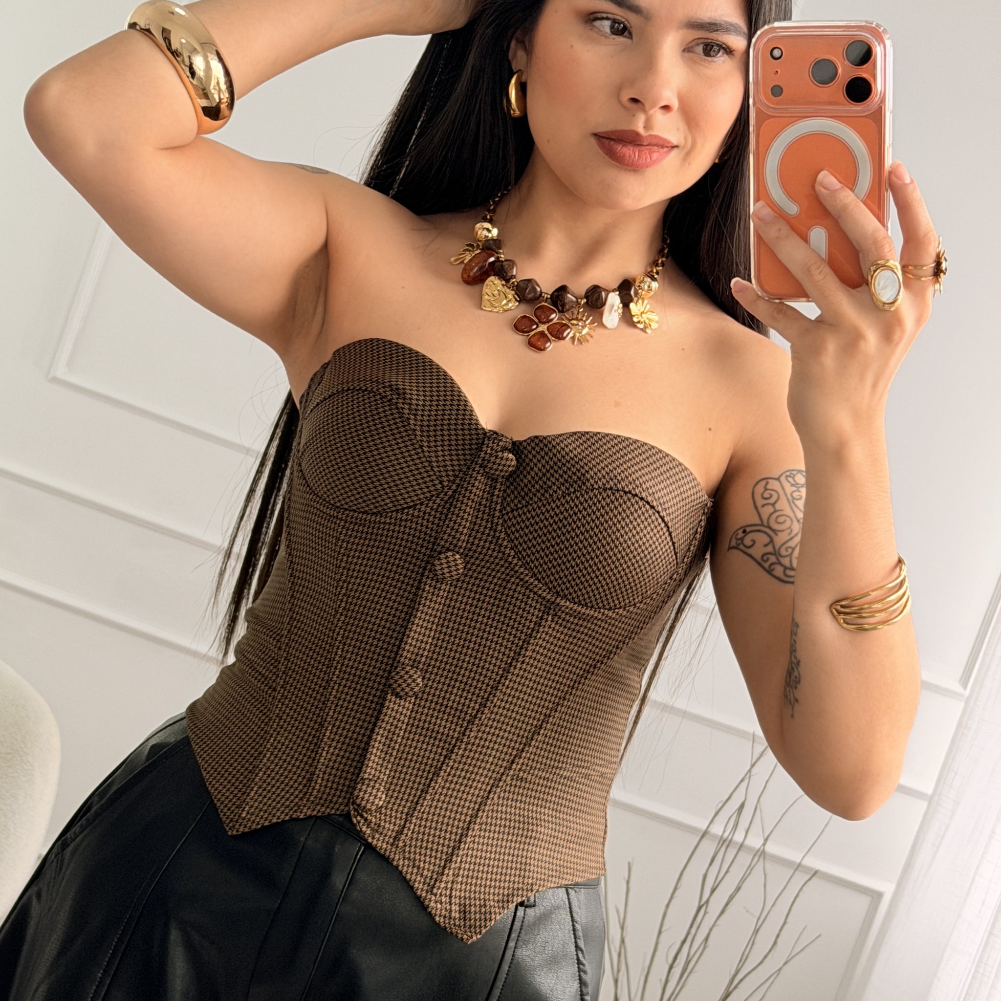 Top mini pied-de-poule MOCHY