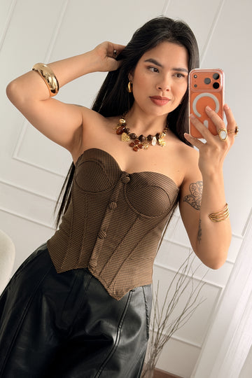 Top mini pied-de-poule MOCHY