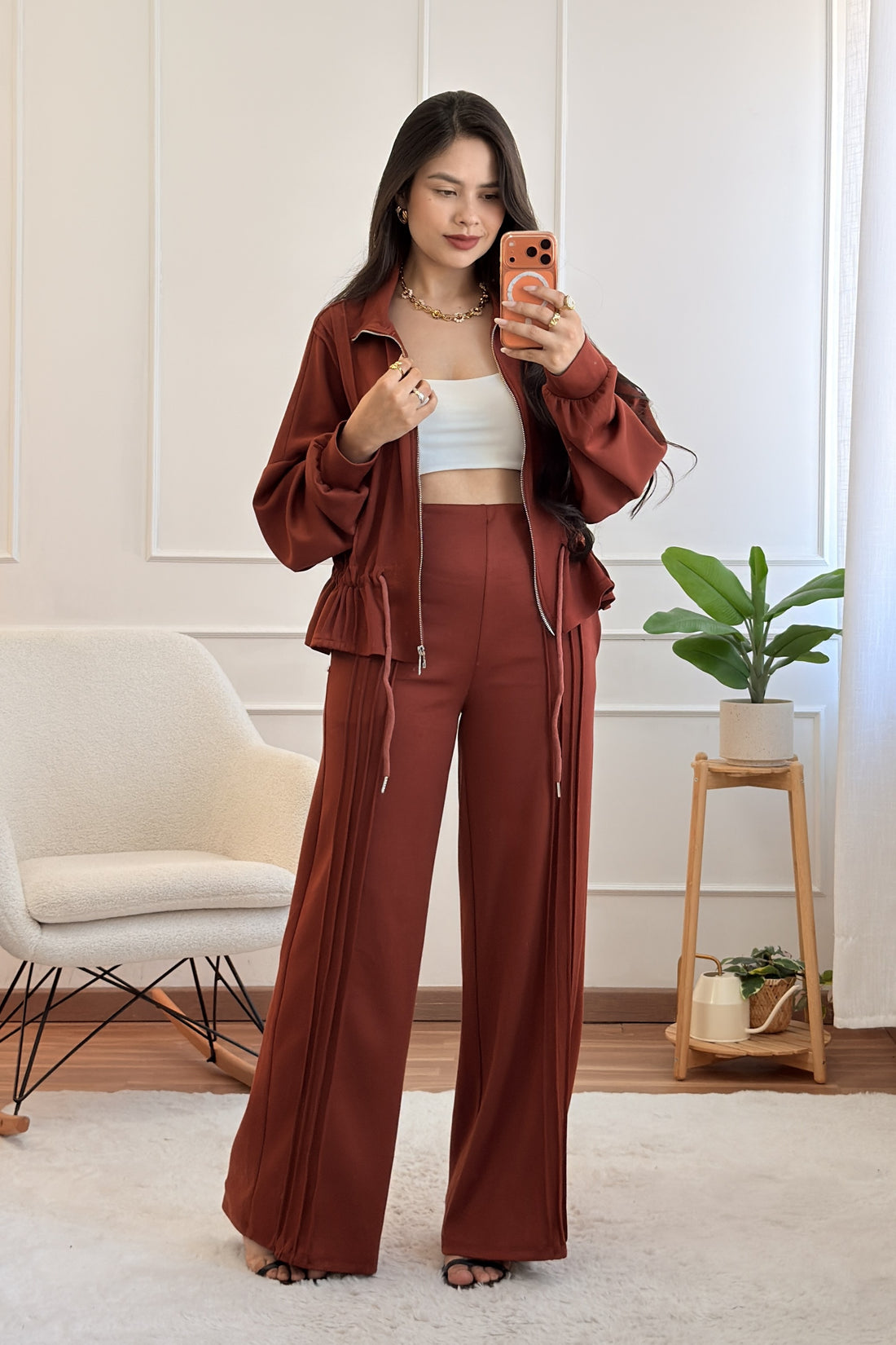 Conjunto de casaco e calça pantalona - lavishiochicconjuntolavishiochic