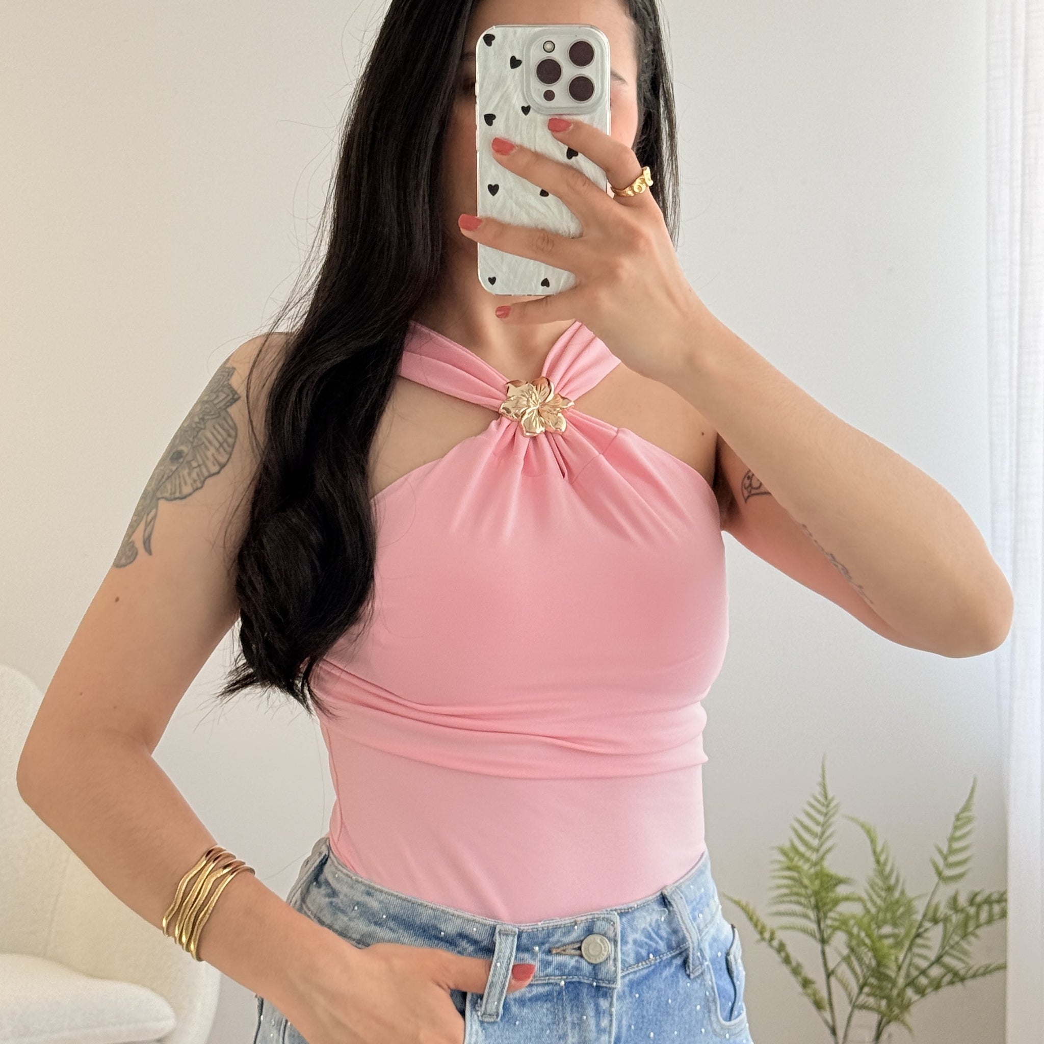 Top flor metalizada DROLE DE COPINE
