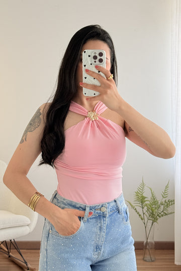 Top flor metalizada DROLE DE COPINE