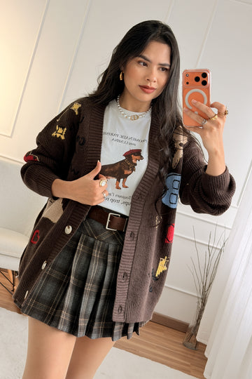 Saia plissada xadrez MOCHY