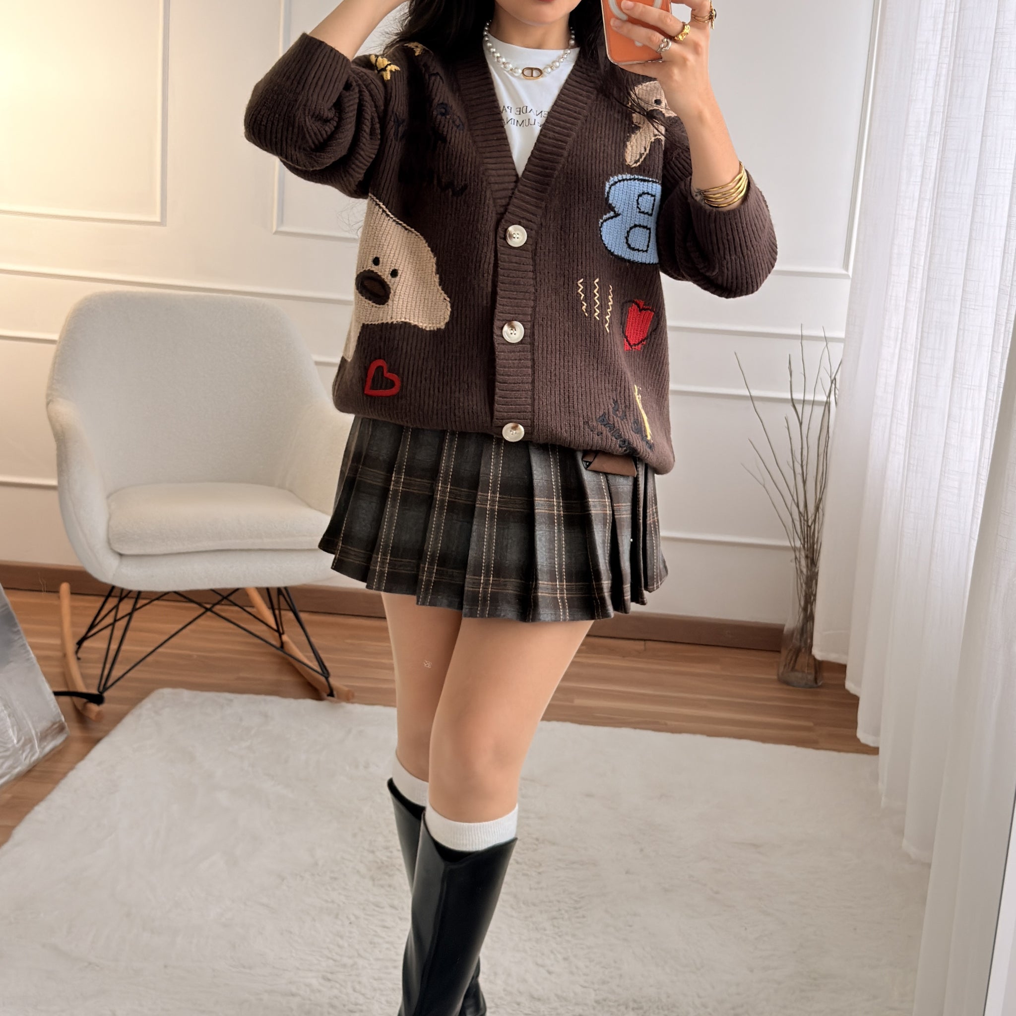 Casaco malha com desenhos AZAKA