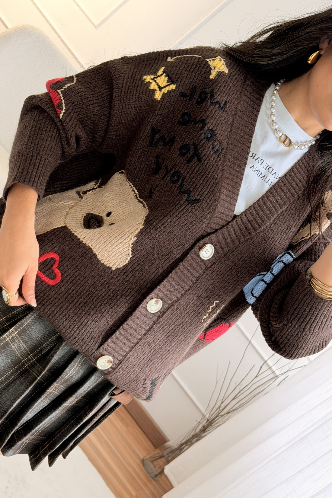 Casaco malha com desenhos AZAKA