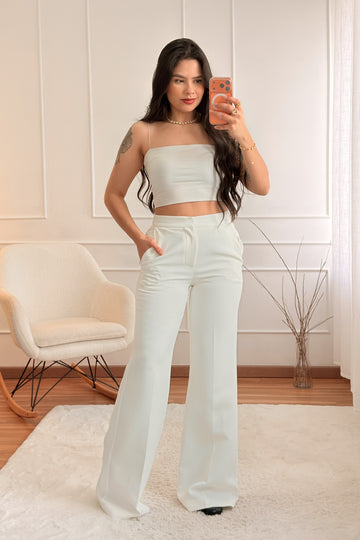 Calça de corte evasé LUMINA