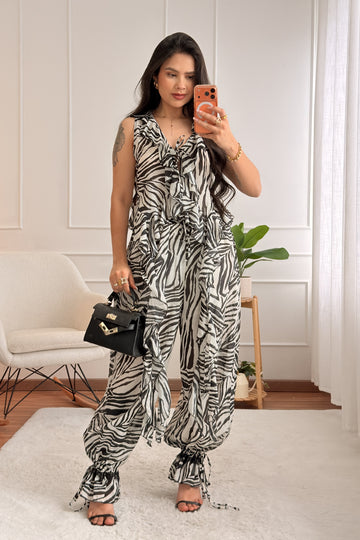 Calça estampa zebra e barra ajustável LUMINA