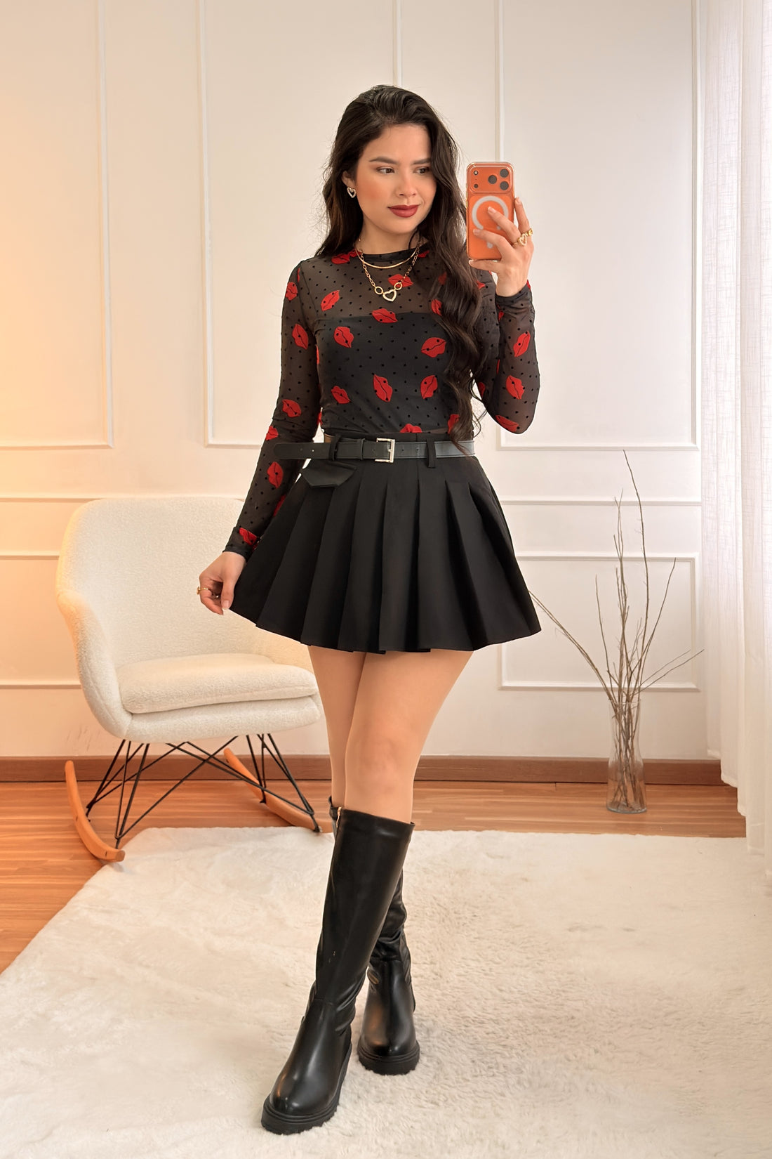 Camisola em Tule com Estampado Texturizado - DROLE DE COPINE