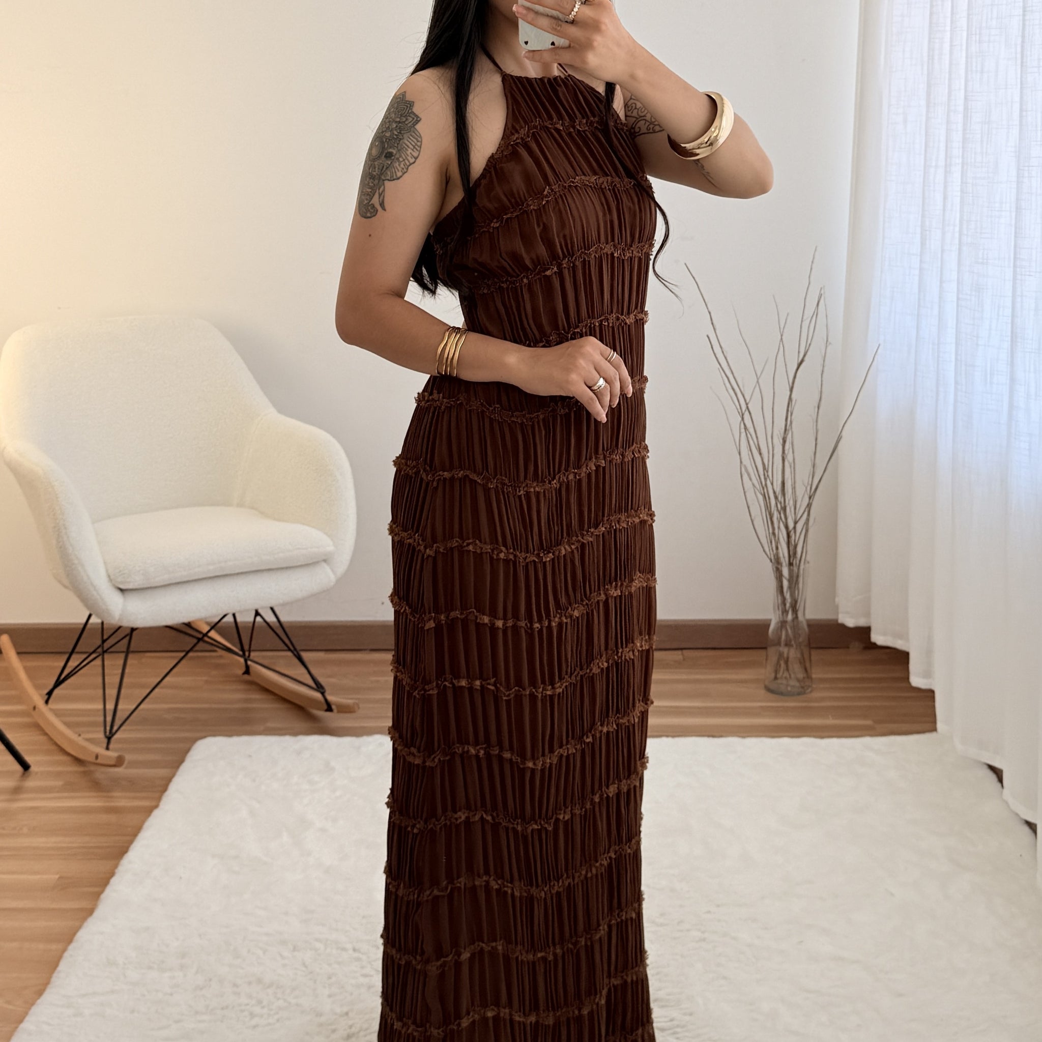 Vestido textura plissada FLAMMODE