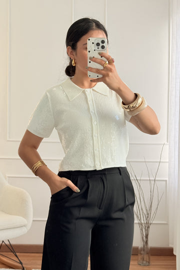 Blusa de malha brilhante DROLE DE COPINE