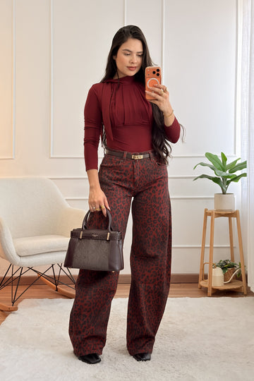 Calça com estampado de leopardo QUEEEN HEARTS