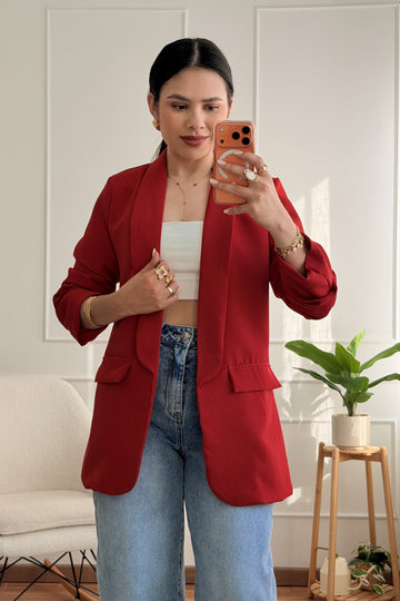 Blazer com mangas franzidas