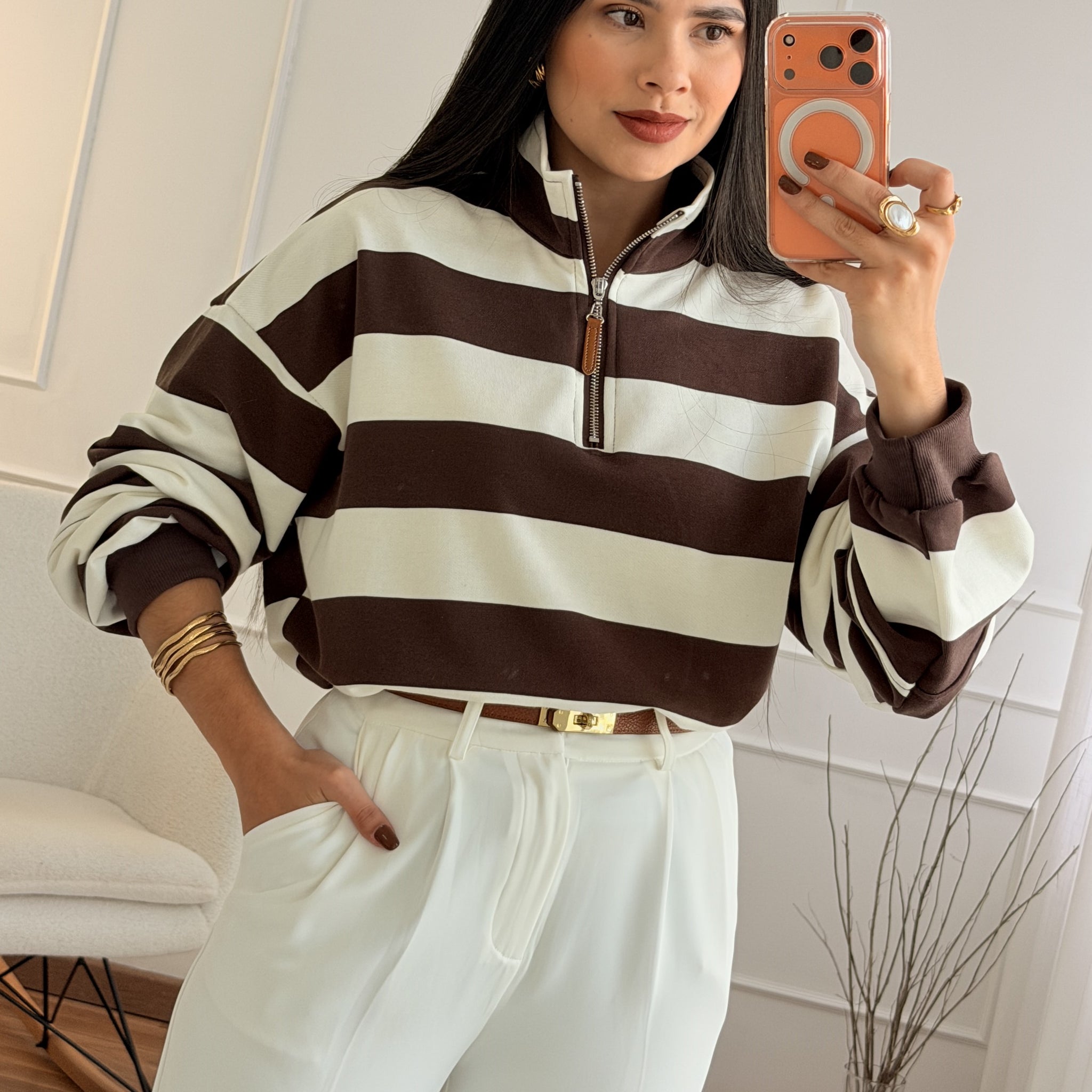 Camisola riscas fecho DROLE DE COPIE