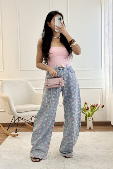 Calça estampado de corações MOCHY