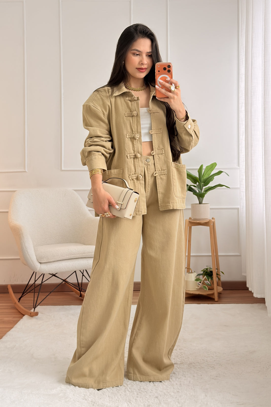 Conjunto casaco e calça de ganga MOCHY