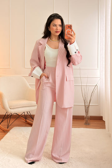Fato Blazer e Calça Risca de Giz