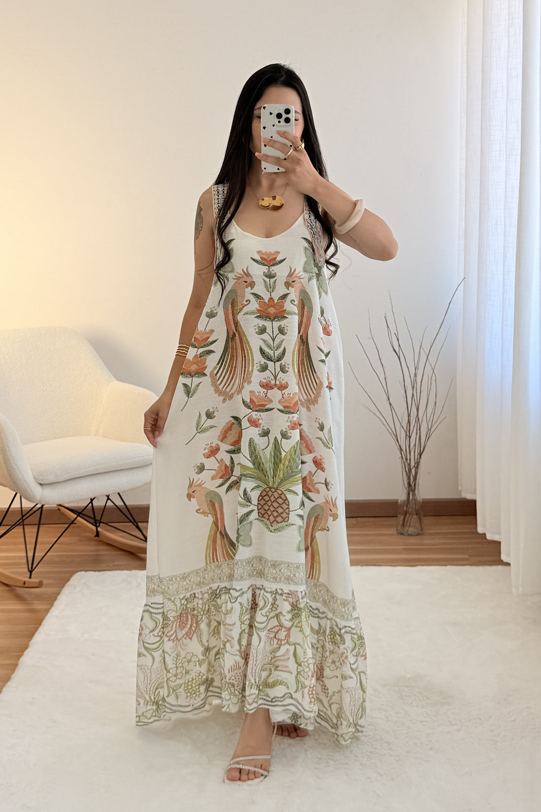 Vestido etnico com alças finas--mais padrões  envia msg!