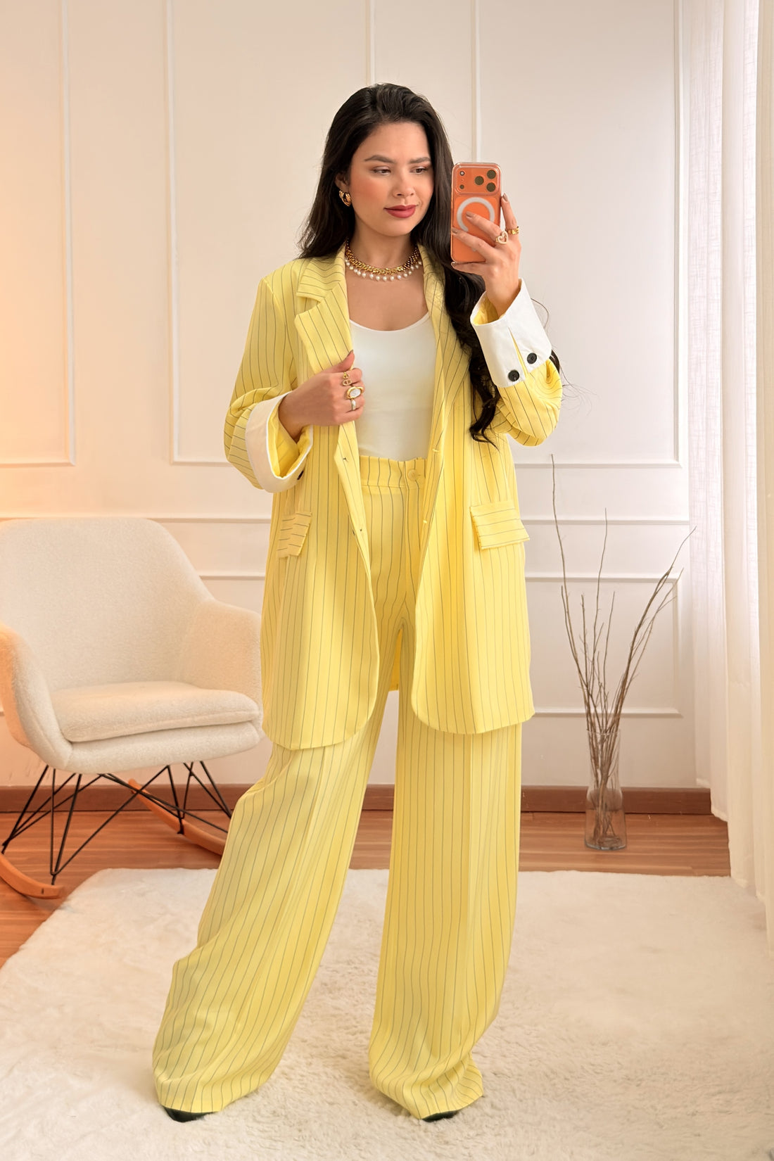 Fato Blazer e Calça Risca de Giz