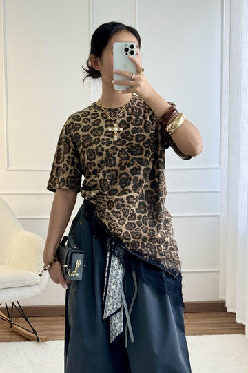 T-shirt com padrão leopardo LUMINA
