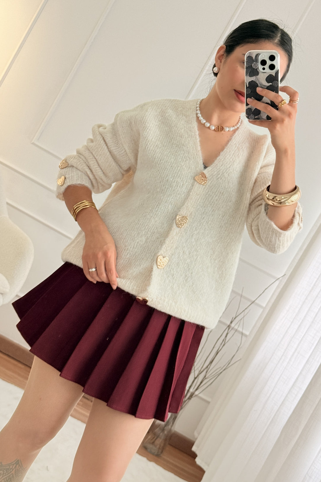 Cardigan botões coração AZAKA