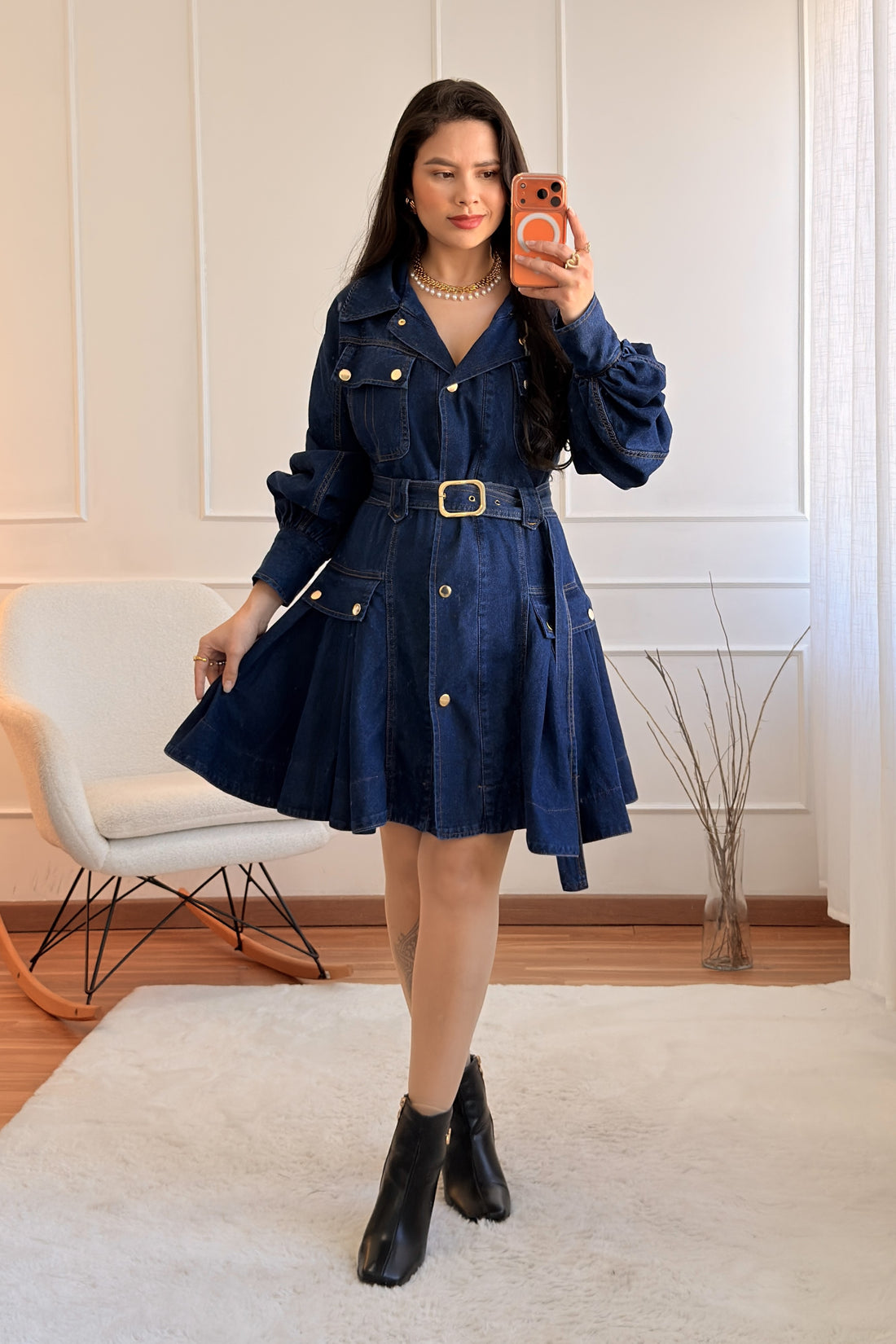 Vestido Ganga com Cinto FLAMMODE