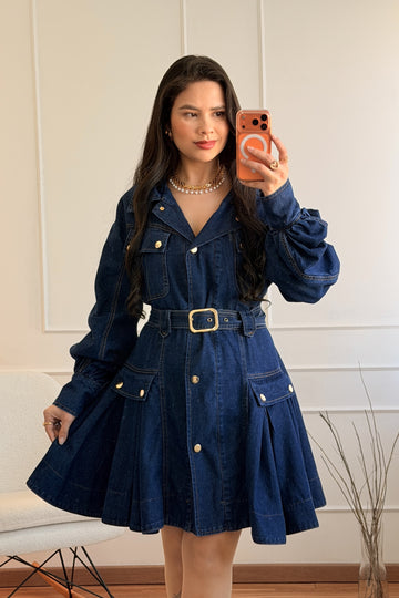 Vestido Ganga com Cinto FLAMMODE