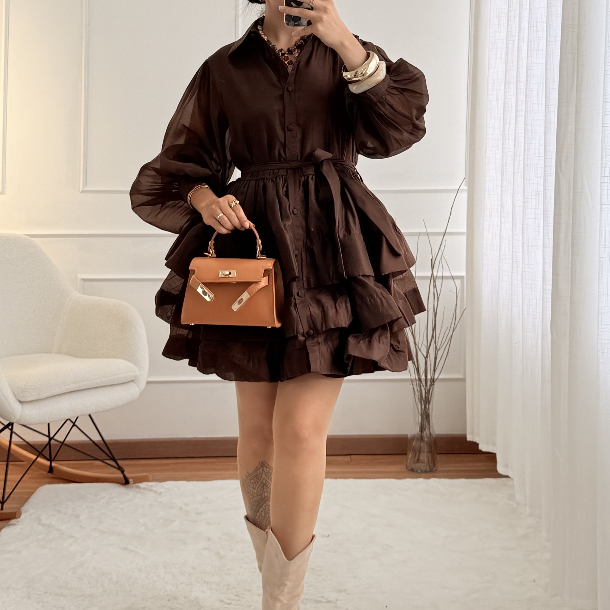 Vestido seda camadas