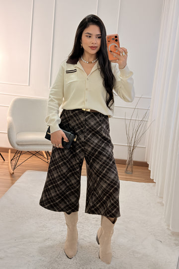 Cardigan bicolor com gola contrastante