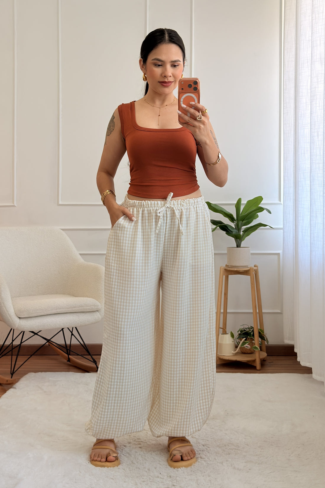 Calça pantalona xadrez vichy - lavishiochicCalçalavishiochic