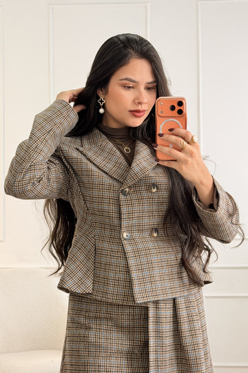 Blazer curto xadrez vintage LUMINA