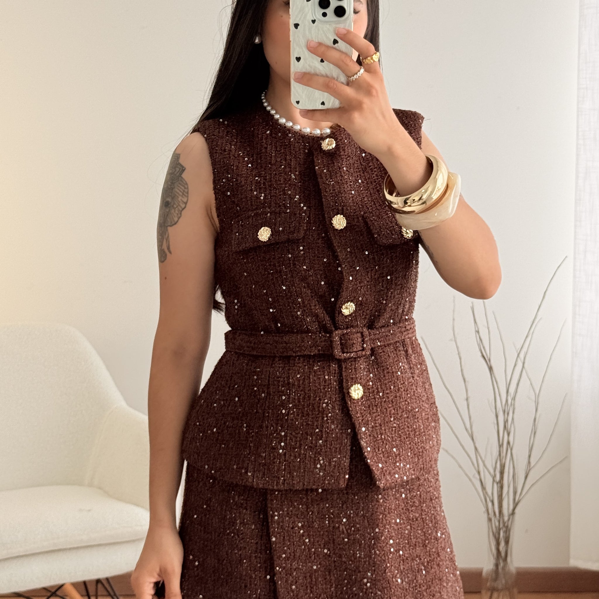 Colete estilo chanel moderno e cinto DROLE DE COPINE