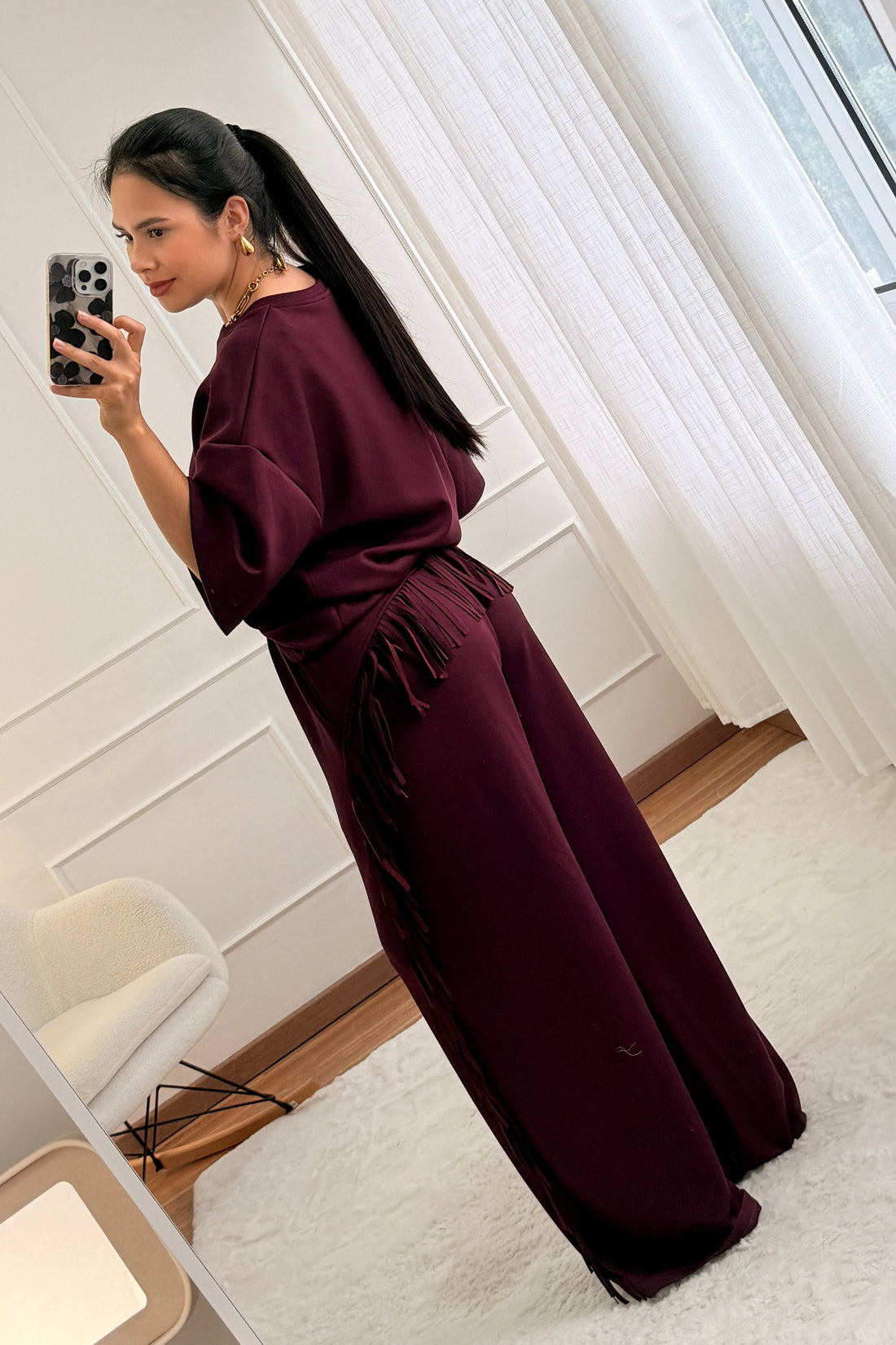 Calça jogger com franjas LUMINA