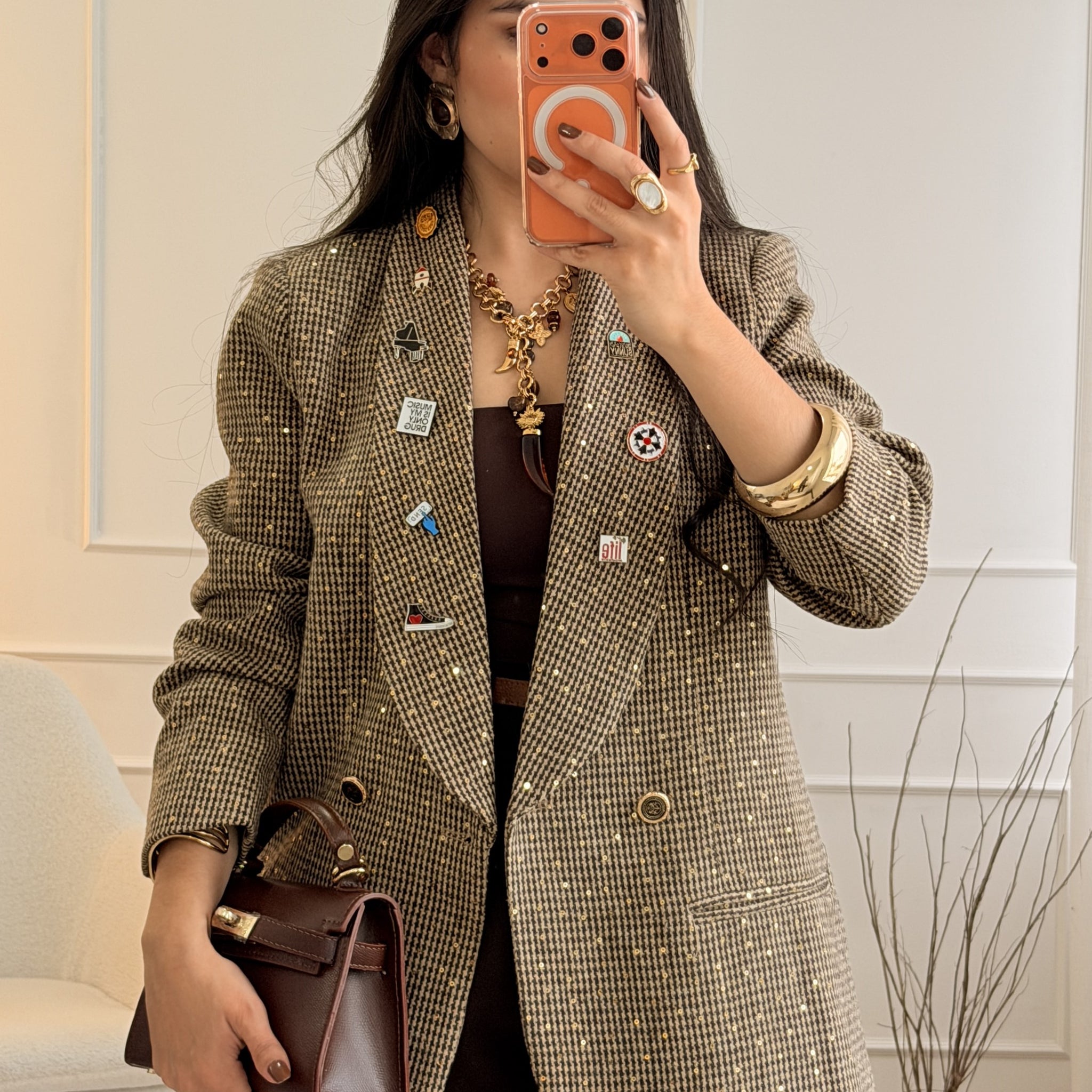 Blazer  alfinetes decorativos