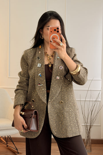 Blazer  alfinetes decorativos