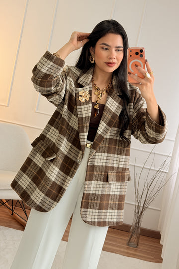 Blazer oversized em padrão xadrez