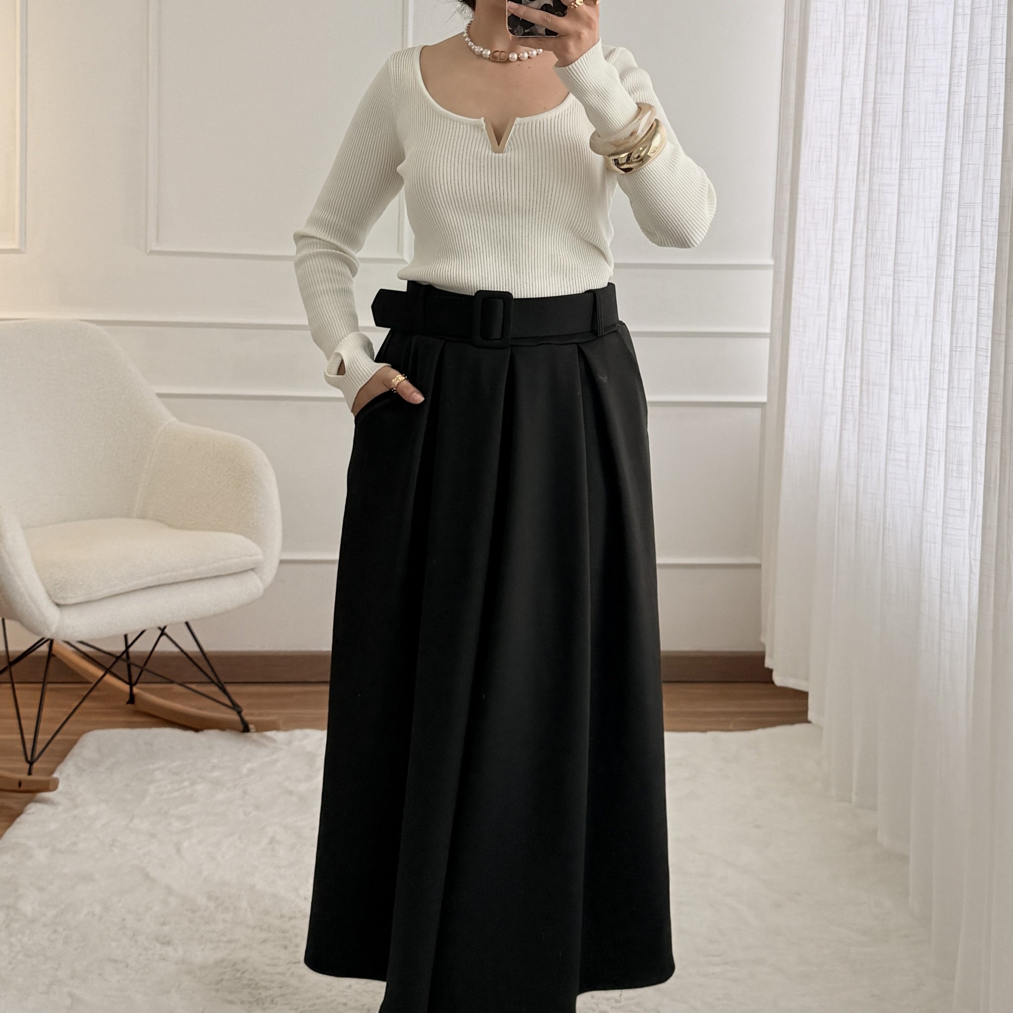 Camisola de malha em V Mochy