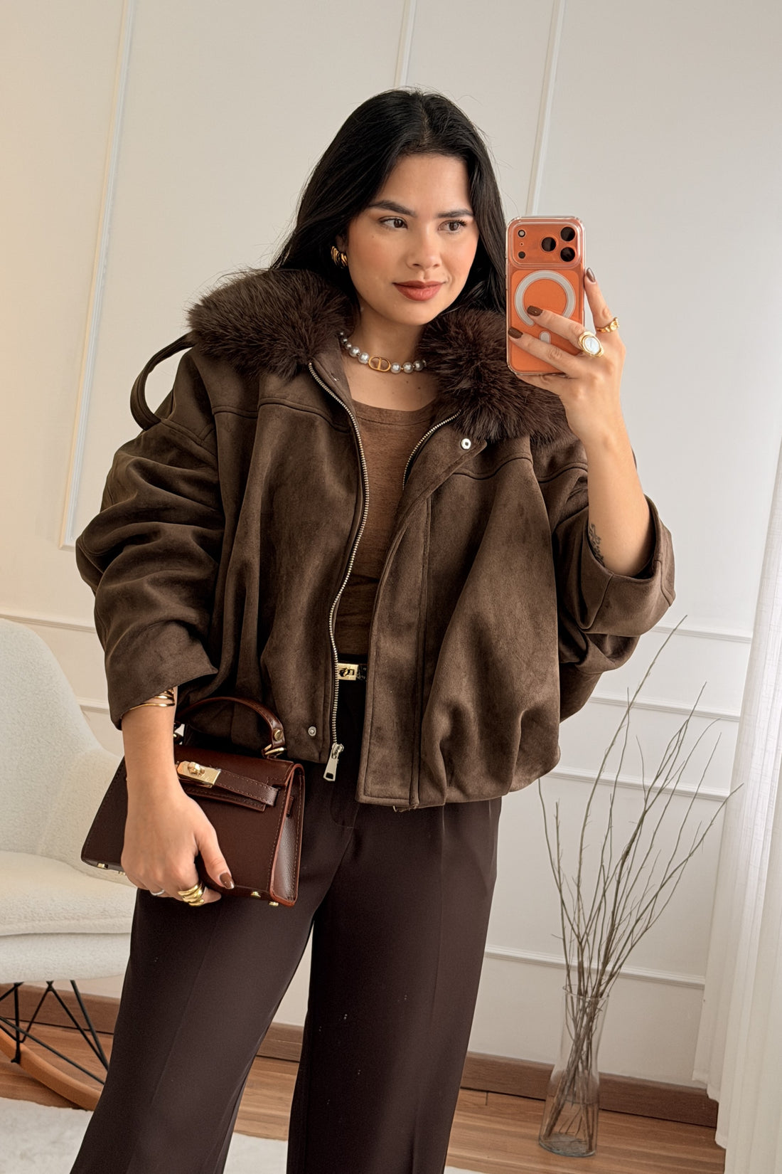 Casaco gola de pêlo FLAMMODE