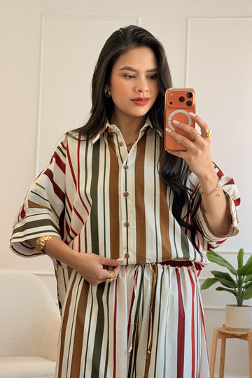 Camisa às riscas multicoloridas LUMINA