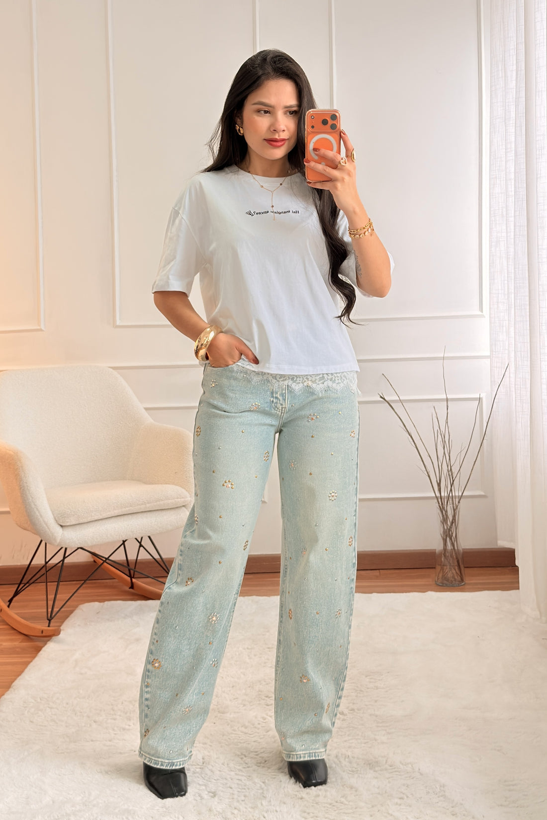 T-shirt com renda LUMINA