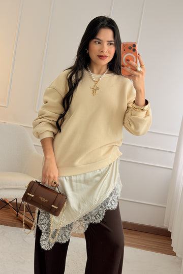 Sweat com renda LUMINA