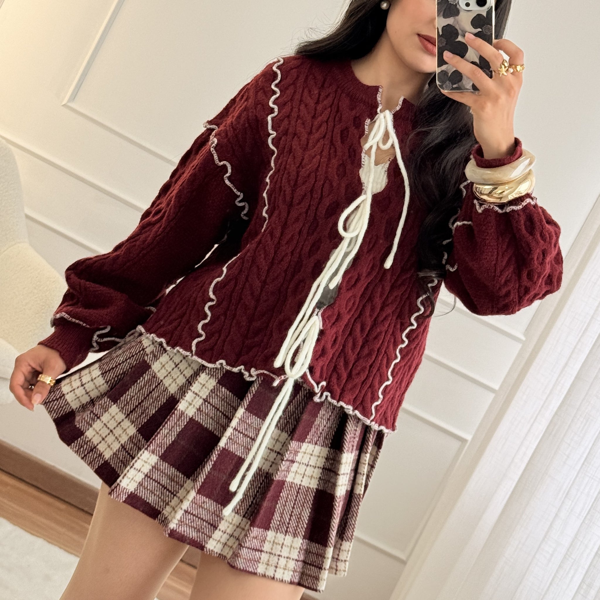 Cardigan tricot com laços MOCHY