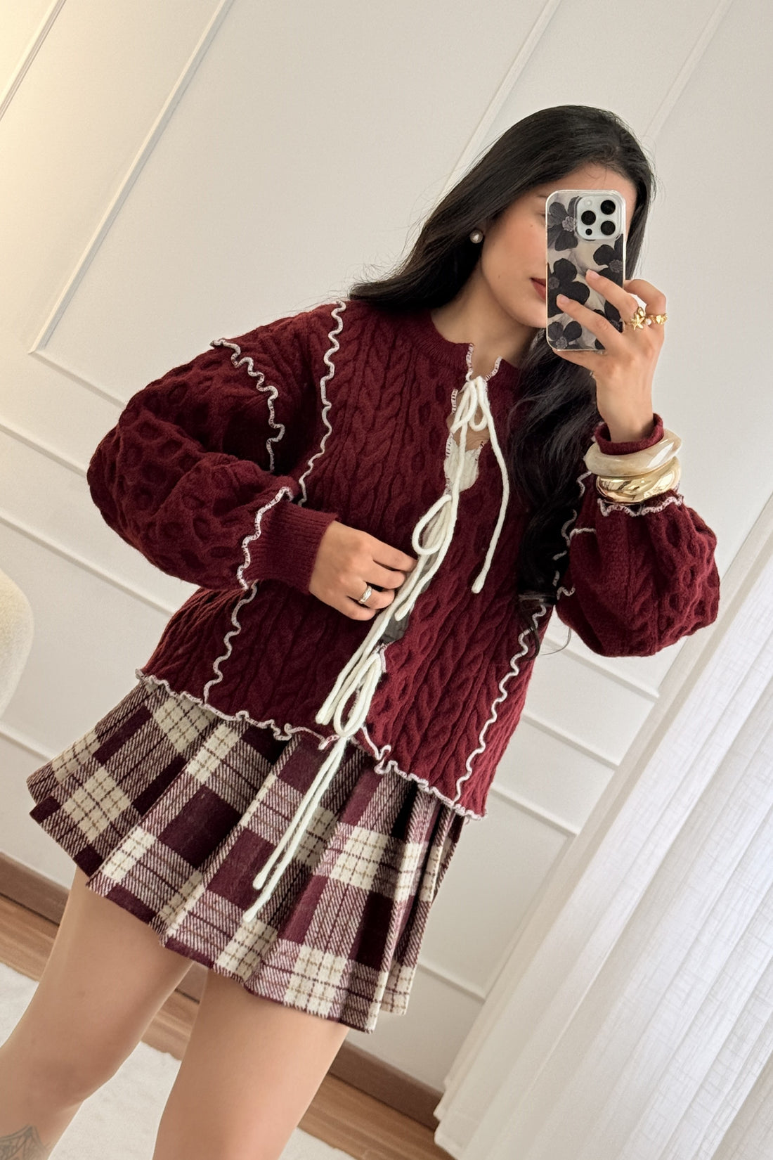 Cardigan tricot com laços MOCHY