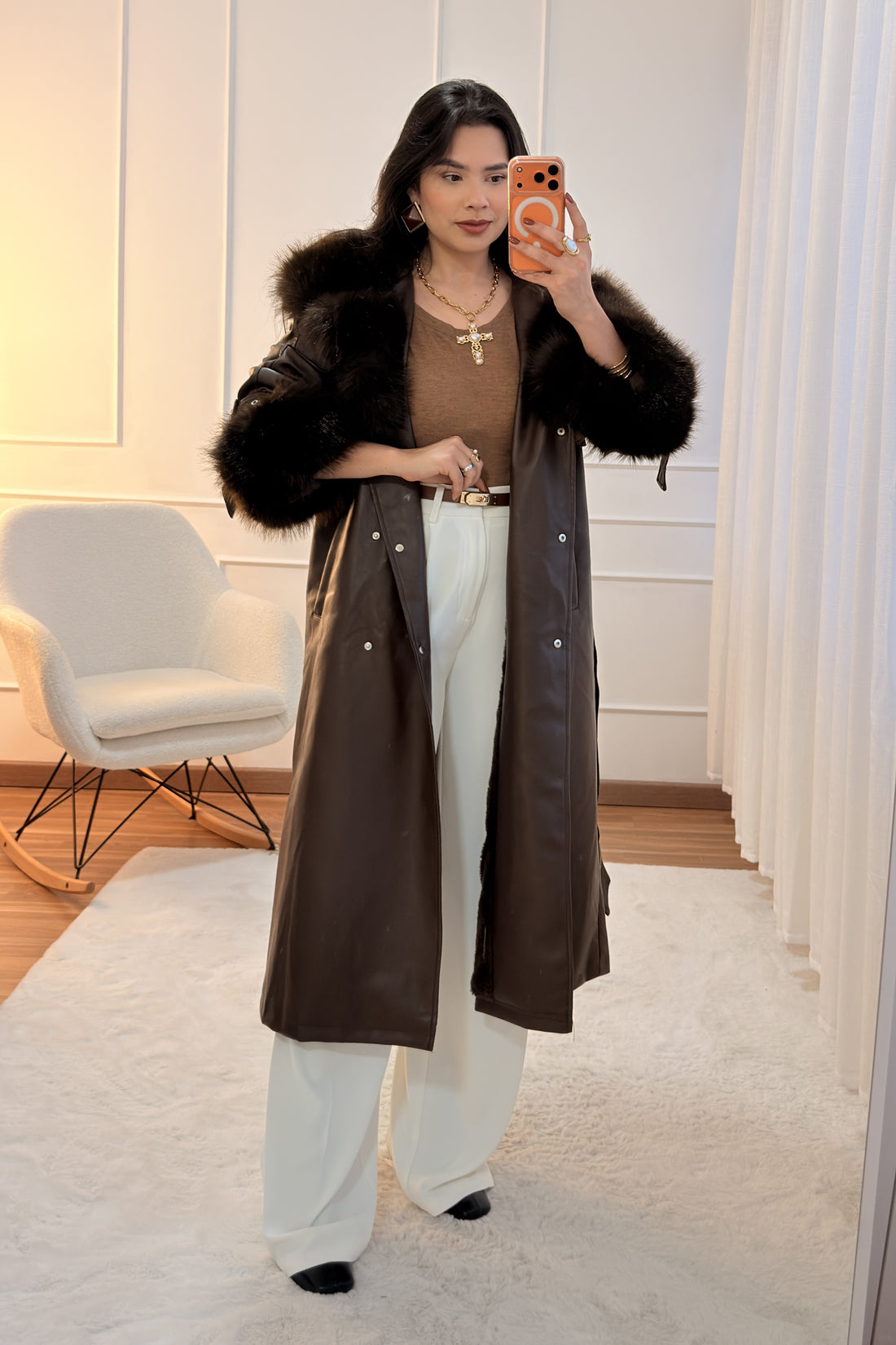 Casaco comprido com pêlo FLAMMODE