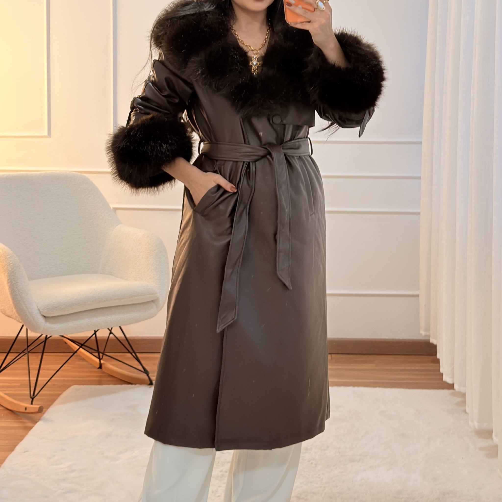 Casaco comprido com pêlo FLAMMODE