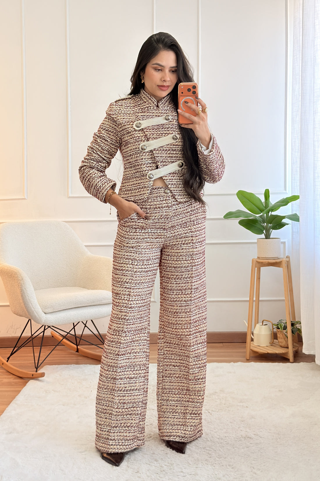 Calça wide leg em tweed multicolorido LUMINA - lavishiochicCalçaslumina